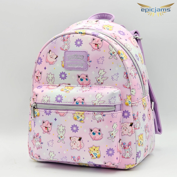 Loungefly Pokemon Fairy-Type AOP Pink Mini Backpack Bag New - Picture 3 of 5